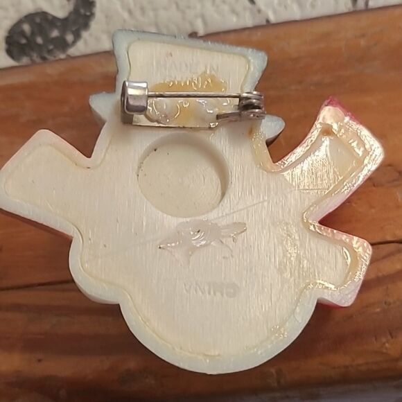 Festive Snowman Brooch with Red Scarf - Picture 2 of 2